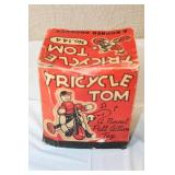 Vintage Tricycle Tom Wooden Pull Toy with Original Box