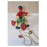 Vintage Tricycle Tom Wooden Pull Toy with Original Box