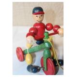 Vintage Tricycle Tom Wooden Pull Toy with Original Box