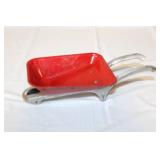 Vintage Red Toy Metal Wagon, Wheelbarrow, and Holiday Ornament Set