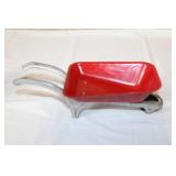 Vintage Red Toy Metal Wagon, Wheelbarrow, and Holiday Ornament Set