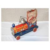 Vintage Tin Litho Tiny Ding Dong Elephant Pull Toy with Bell