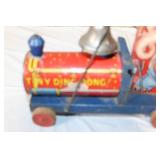 Vintage Tin Litho Tiny Ding Dong Elephant Pull Toy with Bell