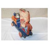 Vintage Tin Litho Tiny Ding Dong Elephant Pull Toy with Bell