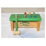 Vintage Playskool Nok Out Bench Wooden Toy with Mallet