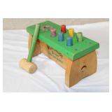 Vintage Playskool Nok Out Bench Wooden Toy with Mallet