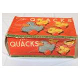 Vintage KamKap The Quacks Wooden Duck Pull Toy Set with Original Box