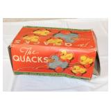 Vintage KamKap The Quacks Wooden Duck Pull Toy Set with Original Box