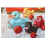 Vintage KamKap The Quacks Wooden Duck Pull Toy Set with Original Box