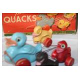Vintage KamKap The Quacks Wooden Duck Pull Toy Set with Original Box