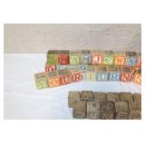 Lot of Vintage Wooden Alphabet Blocks