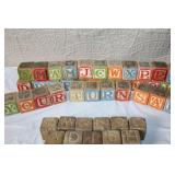 Lot of Vintage Wooden Alphabet Blocks