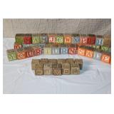 Lot of Vintage Wooden Alphabet Blocks