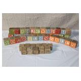 Lot of Vintage Wooden Alphabet Blocks