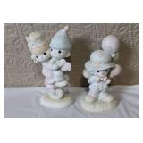 Collection of Ceramic Figurines and Father Time Little Cottage Clock