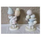 Collection of Ceramic Figurines and Father Time Little Cottage Clock