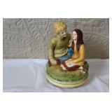 Collection of Ceramic Figurines and Father Time Little Cottage Clock