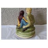 Collection of Ceramic Figurines and Father Time Little Cottage Clock