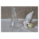Collection of Ceramic Figurines and Father Time Little Cottage Clock