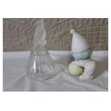 Collection of Ceramic Figurines and Father Time Little Cottage Clock