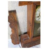 Antique Ornate Wooden Mantel Clock with Key and Detached Decorative Panel
