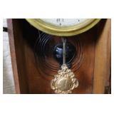 Antique Ornate Wooden Mantel Clock with Key and Detached Decorative Panel