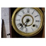 Antique Ornate Wooden Mantel Clock with Key and Detached Decorative Panel