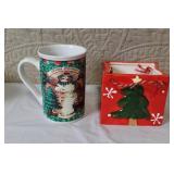 Christmas Holiday Tableware Set with Tree Plate, Cake Server, Mugs, and Candle Holder