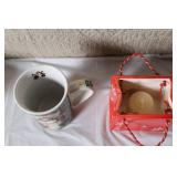 Christmas Holiday Tableware Set with Tree Plate, Cake Server, Mugs, and Candle Holder