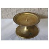 Holiday Decorative Lot with Brass Horn, Sleigh Bells, Candle Holder, and Snowman Bells