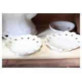 Vintage Dollhouse Wooden Hutch with Miniature Kitchenware and Dishes
