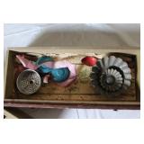 Vintage Dollhouse Wooden Hutch with Miniature Kitchenware and Dishes