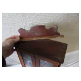 Vintage Dollhouse Wooden Hutch with Miniature Kitchenware and Dishes