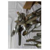 Vintage Mixed Flatware Lot - Spoons, Forks, Knives, Various Patterns