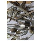 Vintage Mixed Flatware Lot - Spoons, Forks, Knives, Various Patterns