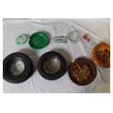 Collection of Vintage Ashtrays, Musical Plaque, and Decorative Wall Plaque