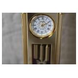 Collection of 3 Miniature Clocks - Bulova Grandfather, Crystal, Delft Porcelain