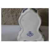 Collection of 3 Miniature Clocks - Bulova Grandfather, Crystal, Delft Porcelain