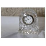 Collection of 3 Miniature Clocks - Bulova Grandfather, Crystal, Delft Porcelain
