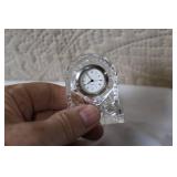 Collection of 3 Miniature Clocks - Bulova Grandfather, Crystal, Delft Porcelain