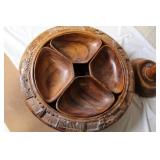 Collection of Hand Carved Wooden Tableware and Decor