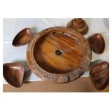 Collection of Hand Carved Wooden Tableware and Decor