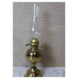 Collection of Vintage Oil Lamps and Parts Mixed Glass Brass Colored
