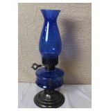 Collection of Vintage Oil Lamps and Parts Mixed Glass Brass Colored