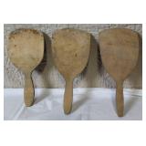 Antique Wooden Dough Bowl with Butter Mold and 3 Butter Paddles