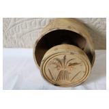 Antique Wooden Dough Bowl with Butter Mold and 3 Butter Paddles