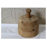 Antique Wooden Dough Bowl with Butter Mold and 3 Butter Paddles