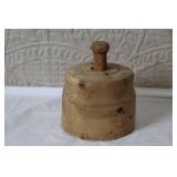 Antique Wooden Dough Bowl with Butter Mold and 3 Butter Paddles