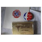 Military Surplus Collection with Ammo Cans, First Aid Kit, Boots, and Memorabilia