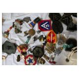Military Surplus Collection with Ammo Cans, First Aid Kit, Boots, and Memorabilia